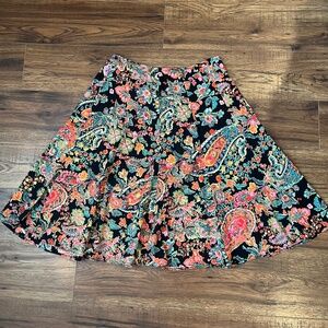 Colourful Womens Paisley Midi Skirt Cotton Cottagecore Boho Whimsigoth Medium